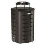 Poubelle d’extérieur décorative en métal de 35 gallons avec couvercle en métal Suncast Commercial, noir